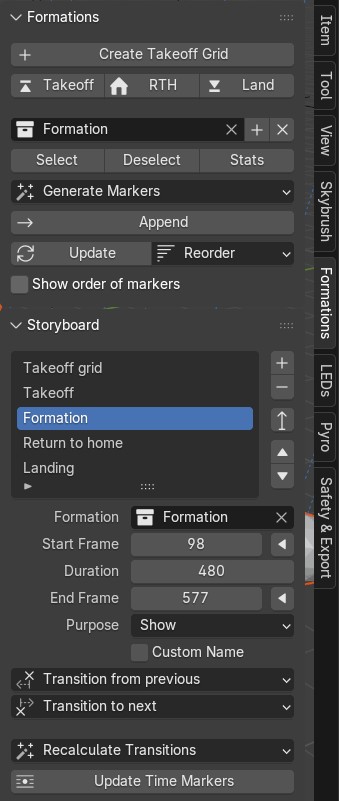 Formations tab